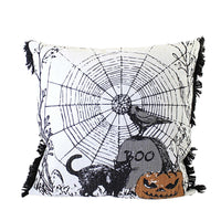 (56273) C & F Jol Boo Spider Web Pillow, 18.00 Inch, Black Cat Crow Pumpkin C842982565