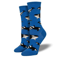 (56328) Novelty Socks Whale Hello There, 14.00 Inch, Graphic Cotton Crew Wnc2797-Blu