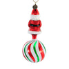 Blu Bom Peppermint Swirl Santa On Ball - - SBKGifts.com