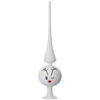 (56375) Inge Glas Rudi Reindeer Tree Topper, 13.25 Inch, White Matte Nose Red 21395T032