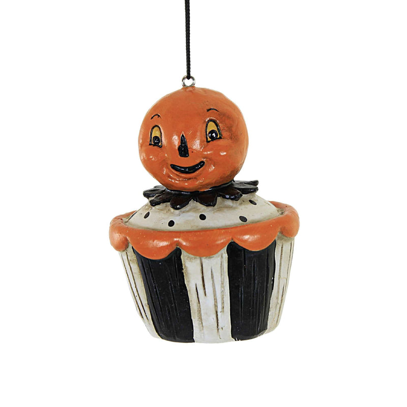 (56457) Holiday Ornament Halloween Cupcake, 3.25 Inch, Pumpkin Owl Black Cat J8916