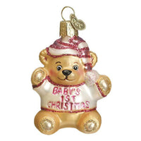 (56576) Old World Christmas Bab's 1St Teddy Bear, 3.00 Inch, Ornament Companionship 12610