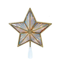 (56705) Tree Topper Finial Gold & Iridescent Star Treetop, 3.75 Inch, Electric Plug-In Ul4014