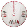 (56757) Christmas Red/Gray Trees Tree Skirt, 50.00 Inch, Embroidered Ts0254