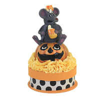 (56806) Halloween Scaredy Mouse On Box, 8.00 Inch, Candy Corn Jack-O-Lantern Tl0248