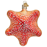 (56857) Old World Christmas Red Starfish, 4.00 Inch, Ornament Beach Ocean Shell 12608 .