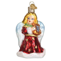 (56858) Old World Christmas Red Angel With Lyre, 3.75 Inch, Ornament Religious  Wing Heaven 10239