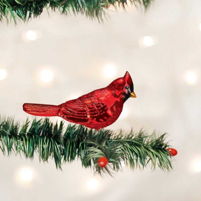 Old World Christmas Shiny Red Northern Cardinal - - SBKGifts.com