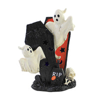 (56959) Halloween Light Up Coffin Decor, 9.50 Inch, Ghost Rip Battery Operated Th00701