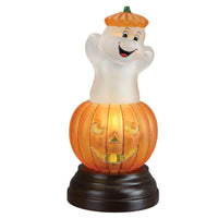 (57052) Old World Christmas Ghost Pumpkin Light, 9.50 Inch, Jack O Lantern Ghost 52502