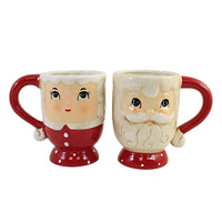 (57073) Tabletop Santa/Mrs. Claus Mug Set, 4.50 Inch, Christmas Johanna Parker Y5481