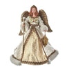 (57117) Tree Topper Finial Gold/White Angel Tree Topper, 12.00 Inch, Christmas Crown Staff Fa0177