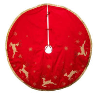 (57165) Christmas Reindeer Tree Skirt, 54.00 Inch, Showflakes Antlers Ts0252