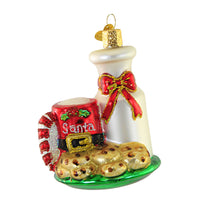 (57184) Old World Christmas Santa's Milk & Cookies, 3.50 Inch, Ornament Chocolate Chip 32538