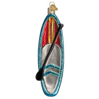 (57185) Old World Christmas Blue Stand Up Paddle Board, 5.75 Inch, Glass Ornament Surf 46103