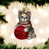 Old World Christmas Playful Kitten Grey/Red - - SBKGifts.com