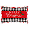 (57403) Evergreen Merry Christmas Plaid Pillow, 10.00 Inch, Lumbar Buffalo Plaid 4P303263