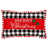 (57403) Evergreen Merry Christmas Plaid Pillow, 10.00 Inch, Lumbar Buffalo Plaid 4P303263