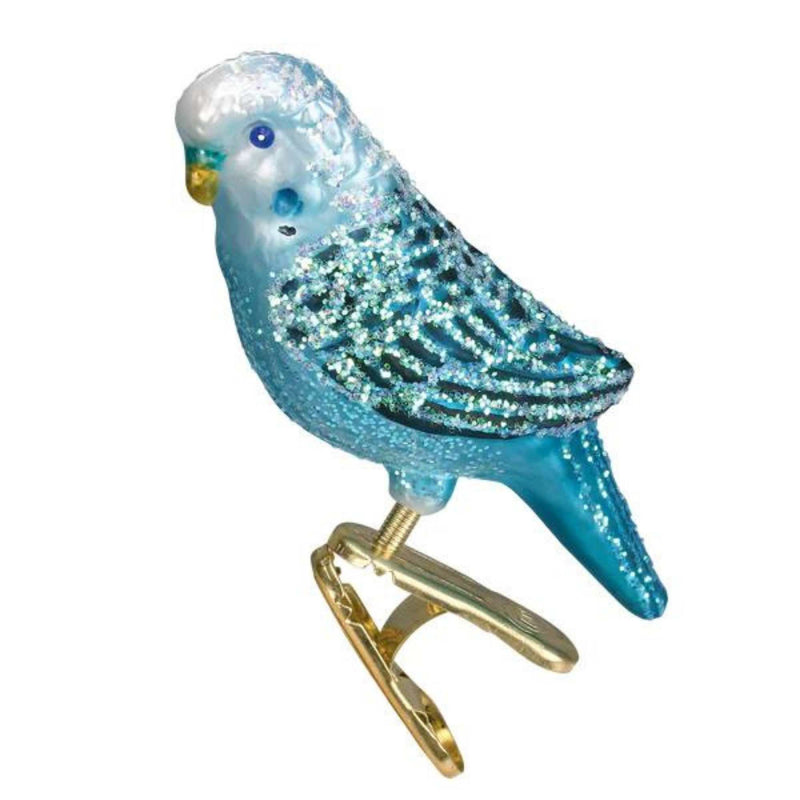 Old World Christmas Miniature Blue Parakeet - 1 Glass Ornament 3 Inch, Glass - Ornament Clip On Bird Tropical 18138 (57461)