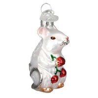 (57462) Old World Christmas Miniature White Christmas Mouse, 2.00 Inch, Ornament Twas The Night Mice 12616