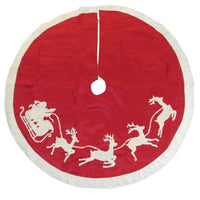 (57508) Christmas Santa And Reindeer Tree Skirt, 50.00 Inch, Holiday Embroidered Ts0155