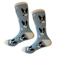 (57651) Novelty Socks Boston Terrier Socks ., 14.00 Inch, Unisex  Soft Premium 80076Blue