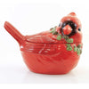 (57681) Tabletop Cardinal W/Pinecones Cookie Jar, 7.75 Inch, Red Bird Christmas Pine Cones Tc01258