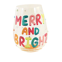 (57730) Lolita Glassware Merry & Bright Stemless Wine, 5.00 Inch, Lolita Hand Painted 6011255