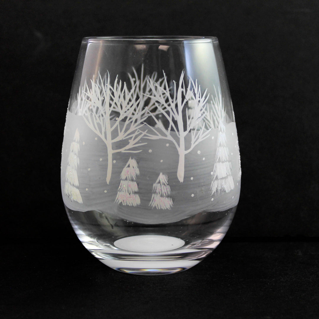 Vermont Pine Tree Etched Stemless Wine Glass - 15 oz – Alpine Drift