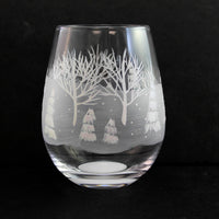 (57732) Lolita Glassware Frosted Forest Stemless Wine, 5.00 Inch, Lolita Hand Painted 6011247