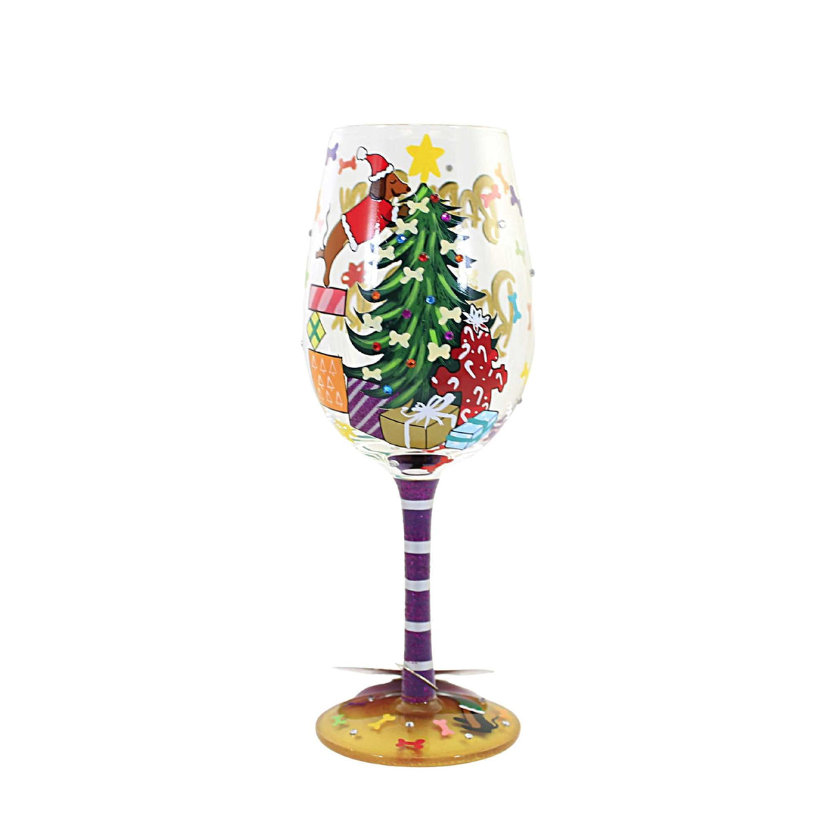 Lolita Glassware Doggy Days Of Christmas Wine - - SBKGifts.com