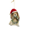 (57783) Holiday Ornament Puppy With Wreath Ornament, 3.25 Inch, Santa Hat Dog Tj0184