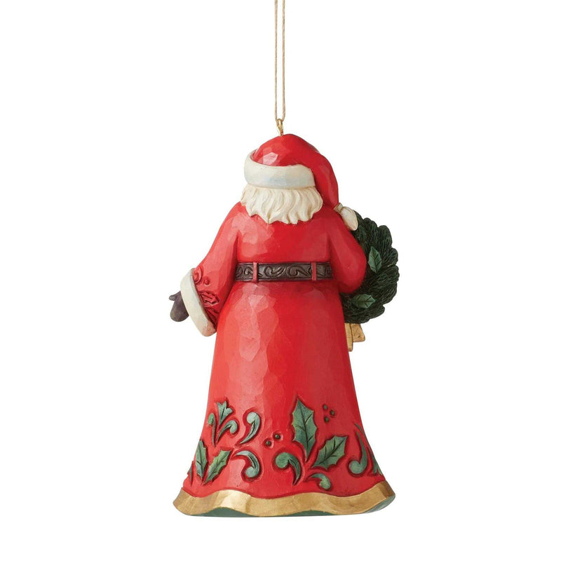 Jim Shore Jolly Santa Holding Wreath - - SBKGifts.com