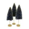 (58334) Christmas Sapphire Gold Glow Bottle Brush, 12.50 Inch, Tree Glittered St/3 Lc1617