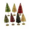 (58335) Christmas Traditional Mini Bottle Brush, 4.50 Inch, Glittered Trees St/7 Lc1599