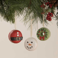 (58340) Holiday Ornament Christmas Macaron, 2.00 Inch, Snowman Santa Wreath Tf1243