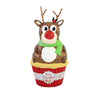 (58343) Christmas Rudolph Cupcake Container, 6.00 Inch, Glittered Red Nose Tl1364