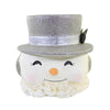 (58357) Christmas Happy Snowman Bucket Container, 9.25 Inch, Platinum Crepe Paper Tl0226