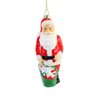 (58401) Holiday Ornament Santa W/ Toy Bag Blow Mold, 5.50 Inch, Christmas Tree Retro Vintage Go8880