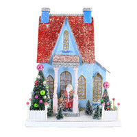 (58402) Christmas Holly Jolly Christmas House, 13.75 Inch, Putz Santa With Bag Hou344