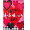 (58404) Home & Garden Valentines Hearts Garden Flag, 18.00 Inch, Suede Pink Red Black 14S10654