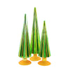 (58421) Christmas Green/Gold Pleated Trees, 14.50 Inch, Christmas St Patrick’S Set/3 Village Decor Decorate Mantle Cd1857gg