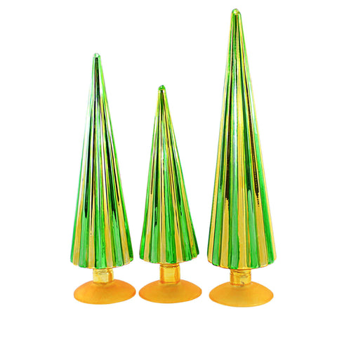 Christmas Green/Gold Pleated Trees - - SBKGifts.com