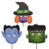 (58460) Halloween Monster Masks Set/3 Stakes, 30.75 Inch, Witch Dracula Frankenstein F22033