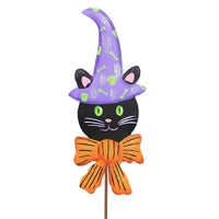 (58461) Halloween Cats In Hats Set/3 Stakes, 20.25 Inch, Witch Hats F22080