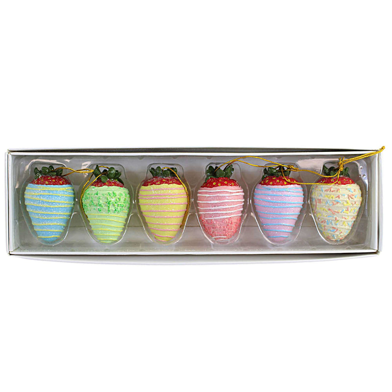 (58484) Holiday Ornament Strawberry Ornament Set, 2.50 Inch, Multi Colored Spring Easter 5555705