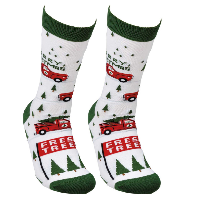 Novelty Socks Red Truck & Tree Socks - - SBKGifts.com