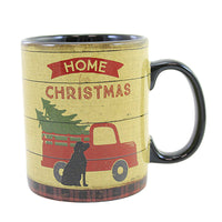 (58673) Tabletop Home For Christmas Mug, 4.25 Inch, Red Truck Tree Dog 103557