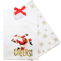 (58752) Decorative Towel Cheers Santa, 28.00 Inch, Kitchen 100% Cotton Beverage Mx185403c