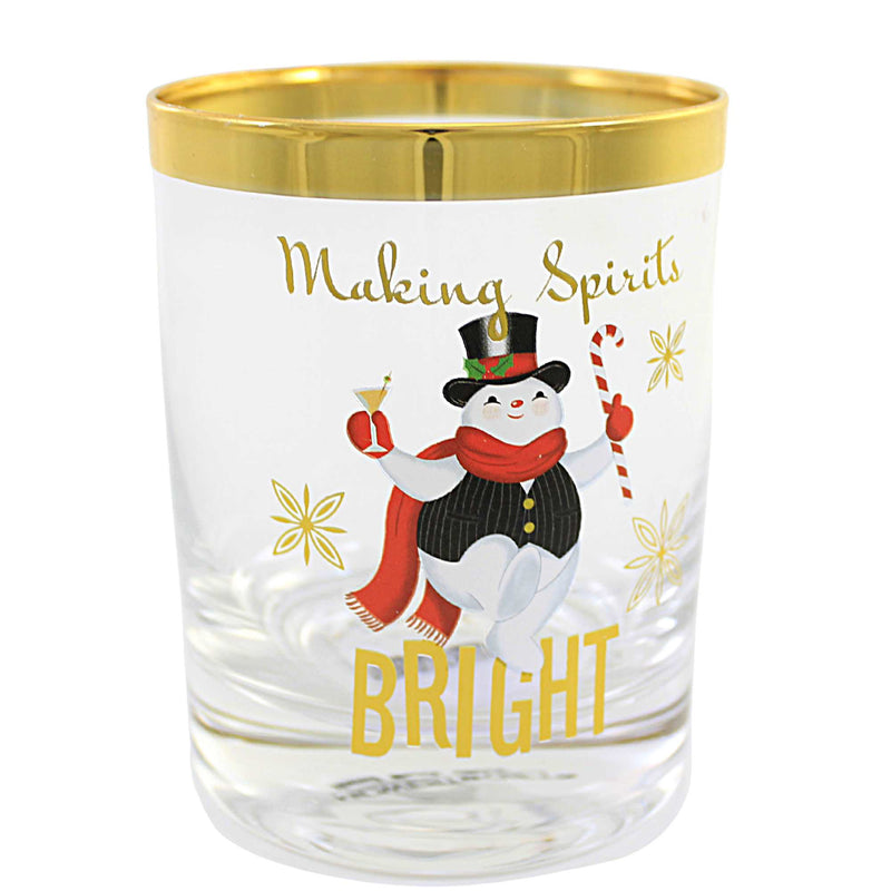 (58780) Tabletop Santa Snowman Glass Set/4, 4.00 Inch, Gold Accent Mx183786